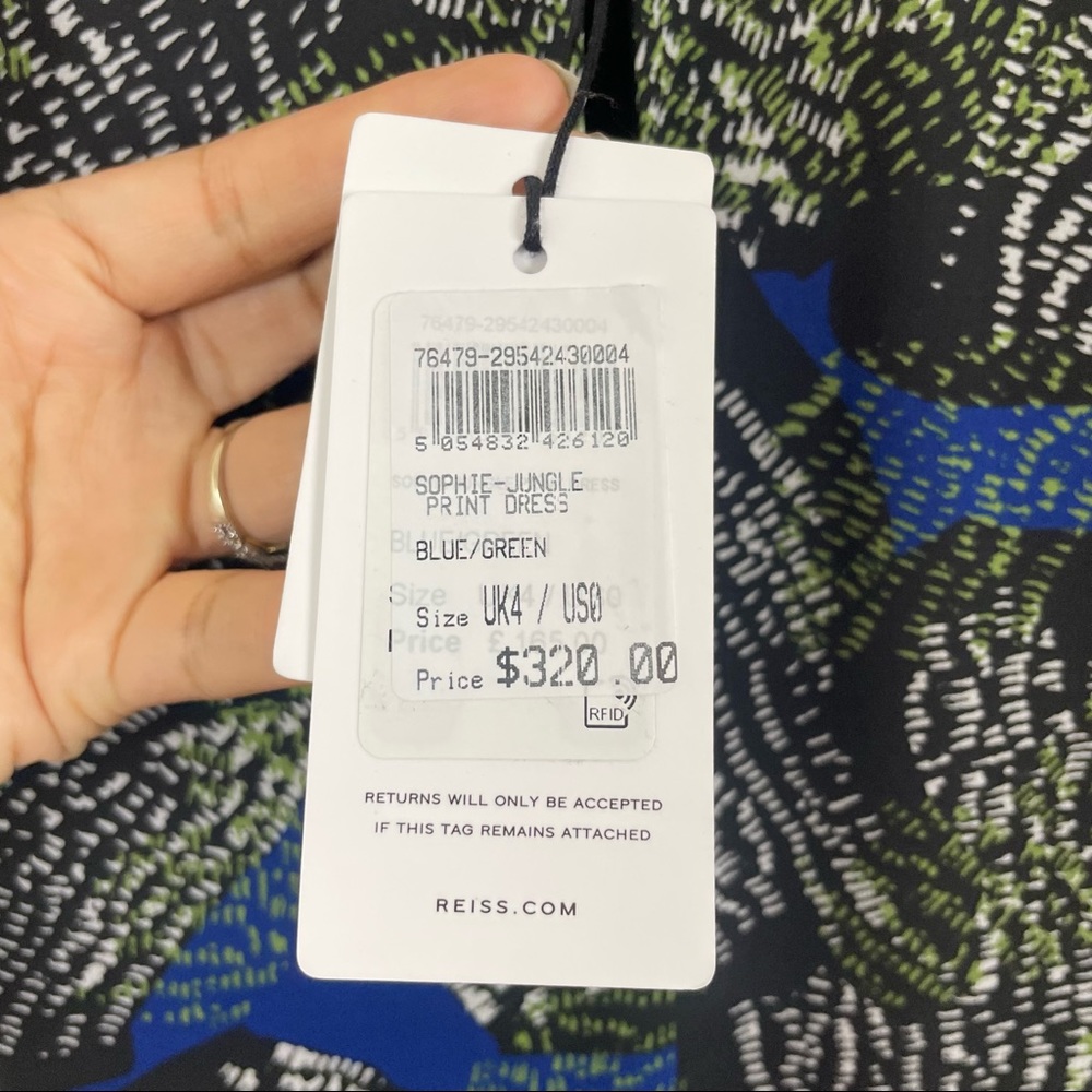 REISS Sophie Chiffon Mini Dress Green Jungle Print Green  Size 0 - Picture 10 of 12